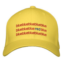 blue Red embroidered hats by artbychrisaldridge blue Red embroidered hats