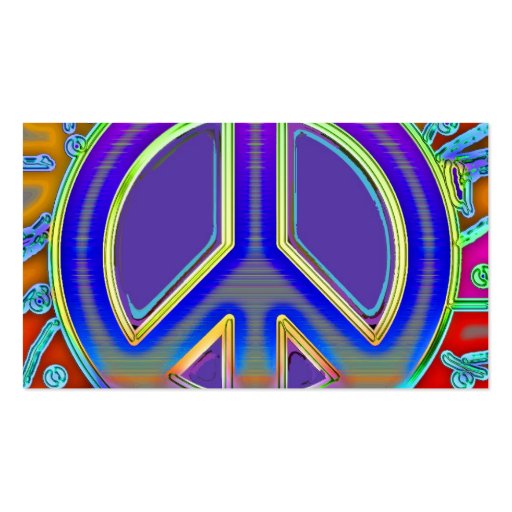 Blue Red Gold New Peace Sign Business Card Template (back side)