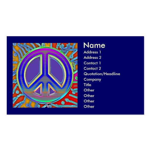 Blue Red Gold New Peace Sign Business Card Template