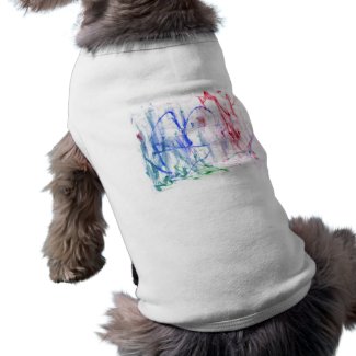Blue red green white abstract scribble design petshirt