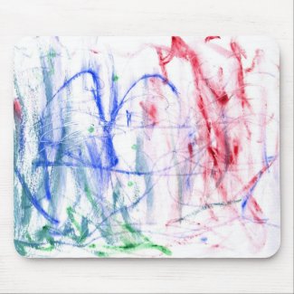Blue red green white abstract scribble design mousepad