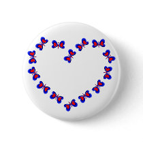Blue & Red Heart Butterfiles Heart buttons