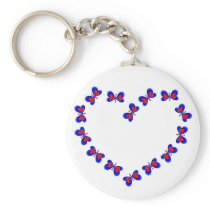 Blue & Red Heart Butterfiles Heart keychains