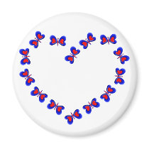 Blue & Red Heart Butterfiles Heart magnets