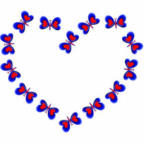 Blue & Red Heart Butterfiles Heart photo sculptures