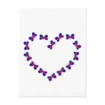 Blue & Red Heart Butterfiles Heart postcards
