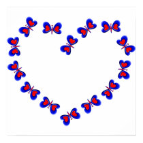 Blue & Red Heart Butterfiles Heart posters