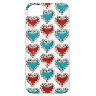 Blue red heart pattern iPhone 5 covers