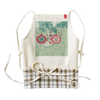 Blue & Red Retro Christmas Ornaments Zazzle HEART Apron