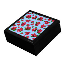 Blue & Red Rose Pattern gift box / jewelry box