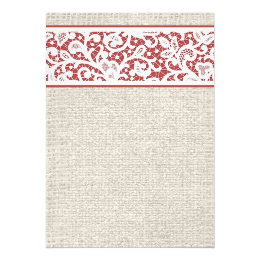 Blue & Red Rustic Burlap Linen Wedding Invitations