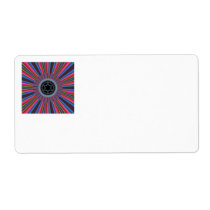 Blue Red Sunburst Fractal Custom Shipping Label