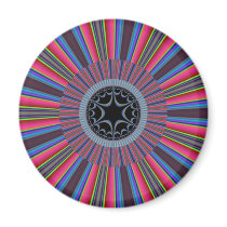 Blue Red Sunburst Fractal Refrigerator Magnet