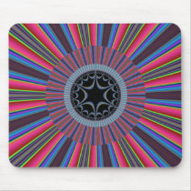 Blue Red Sunburst Fractal Mouse Pads