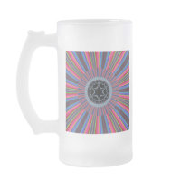 Blue Red Sunburst Fractal Coffee Mugs