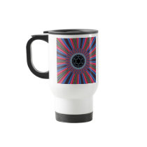 Blue Red Sunburst Fractal Coffee Mugs