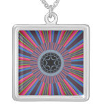 Blue Red Sunburst Fractal Jewelry