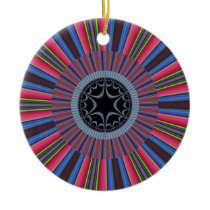 Blue Red Sunburst Fractal Christmas Tree Ornaments