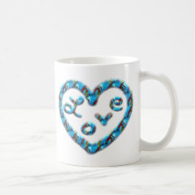 Blue-Red Swirl Heart with Love Coffee Mug