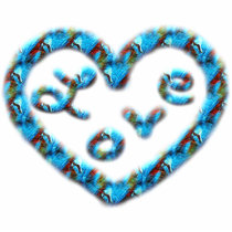 Blue-Red Swirl Heart with Love photo sculptures