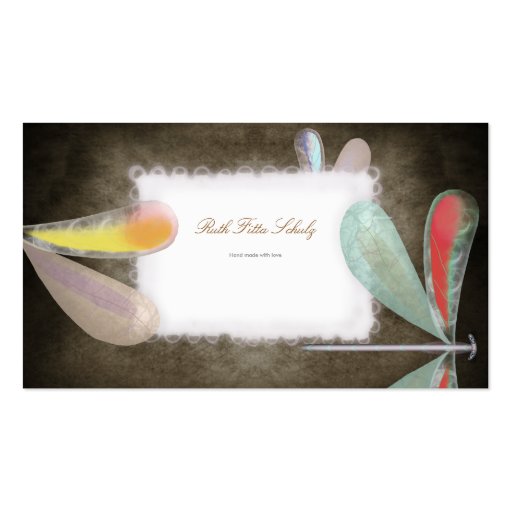 Blue red yellow butterfly night delicate silk Busi Business Card (back side)