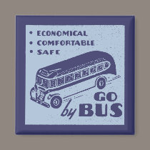 Blue Retro Bus magnets