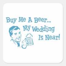 Blue Retro Buy Me A Beer My Wedding is Near Stickers