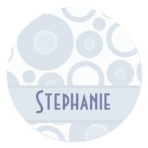 Blue Retro Circles Custom name stickers stickers