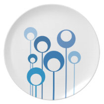 blue retro flowers plate plates