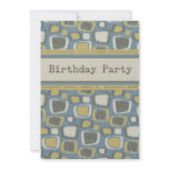 Blue Retro Guys Birthday Party Invitation Card