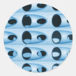 blue retro metal round sticker