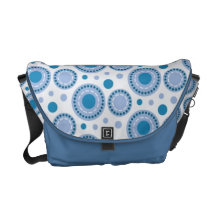 Blue Retro Mod Circles Messenger Bag