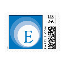 blue retro monogram postage postage