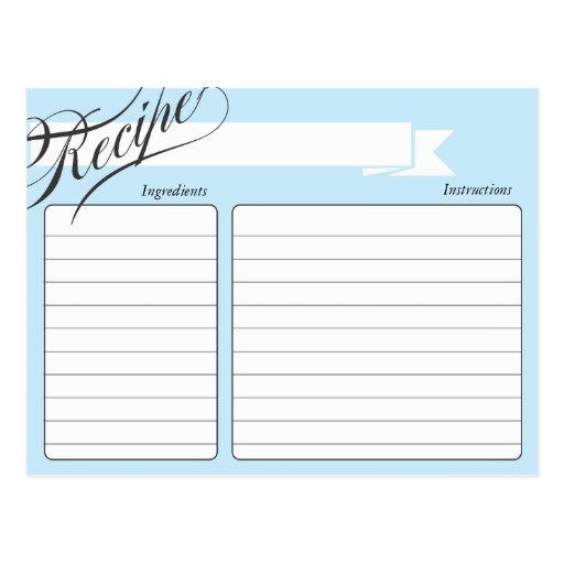 Blue Retro Recipe Card Postcards
