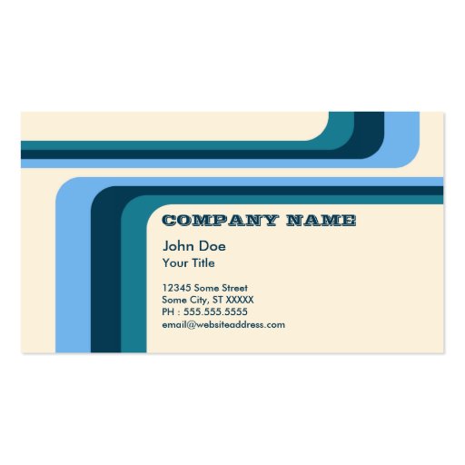 blue retro stripes v.2 business cards (front side)