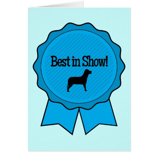 Blue Ribbon Best in Show with Dog in Silhouette Card Zazzle
