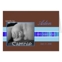 Blue Ribbon Birth Announcement Card