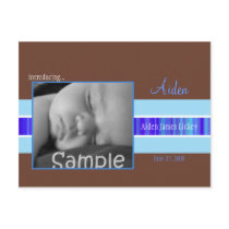 Blue Ribbon Birth Announcement postcards