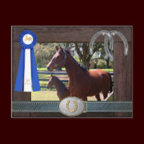 Blue Ribbon Mare and Foal Postcard postcards