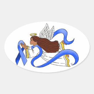 "Blue Ribbon of Awareness" Ethnic Angel Stickers