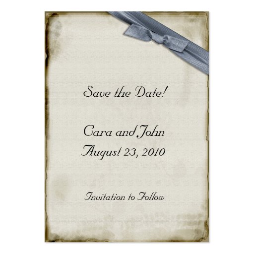 Blue Ribbon Save the Date Business Card Templates (front side)