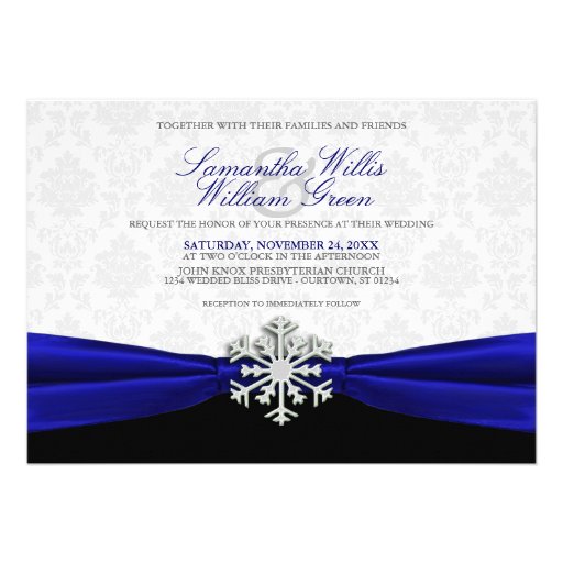 Blue Ribbon Winter Wedding Invitation