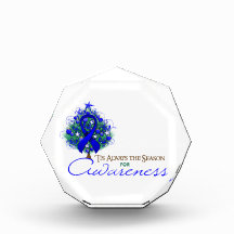 Blue Ribbon Xmas Awareness Season Acrylic Award