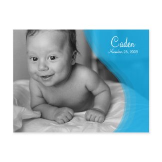 Blue Ripple Photo Birth Announcement postcard
