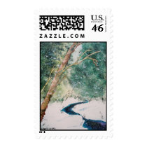 Blue River in Snow Postage
