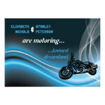 Blue road biker wedding invitation invitations