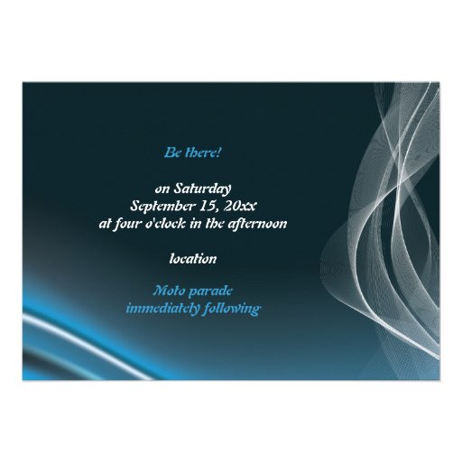 Blue road biker wedding invitation