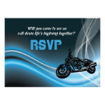 Blue road biker wedding RSVP response card invitations