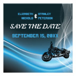 Blue road biker wedding Save the Date announcement invitations