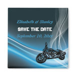 Blue road biker wedding Save the Date magnet magnets